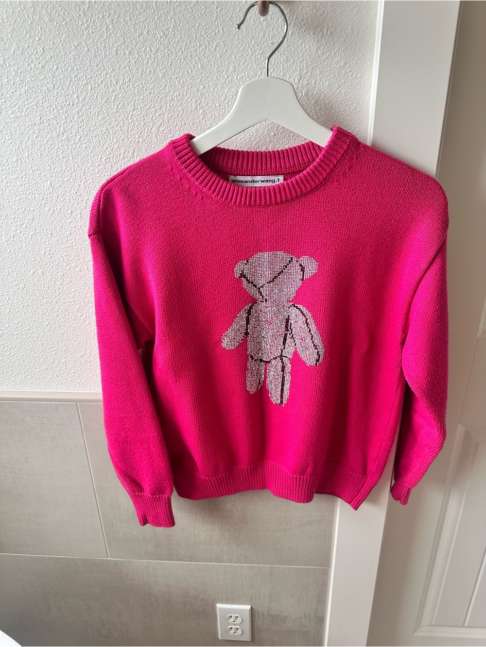 Alexander Wang Fuchsia Teddy Knit Crewneck Sweater